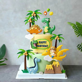 Roar dinoszaurusz születésnapi torta topper Boldog születésnapot torta lány fiú 1. születésnapi parti dekoráció Kid Favor dinoszaurusz fiú tortadíszítés