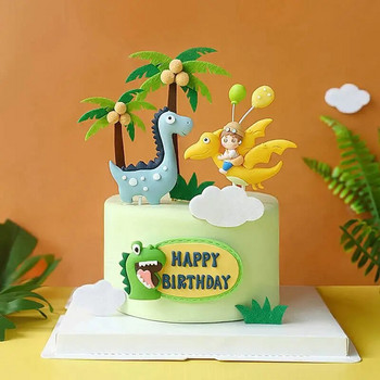 Roar Dinosaur Birthday Cake Topper Happy Birthday Cake Girl Boy 1st Birthday Party Decor Kid Favor Dinosaur Boy Cake Decorating