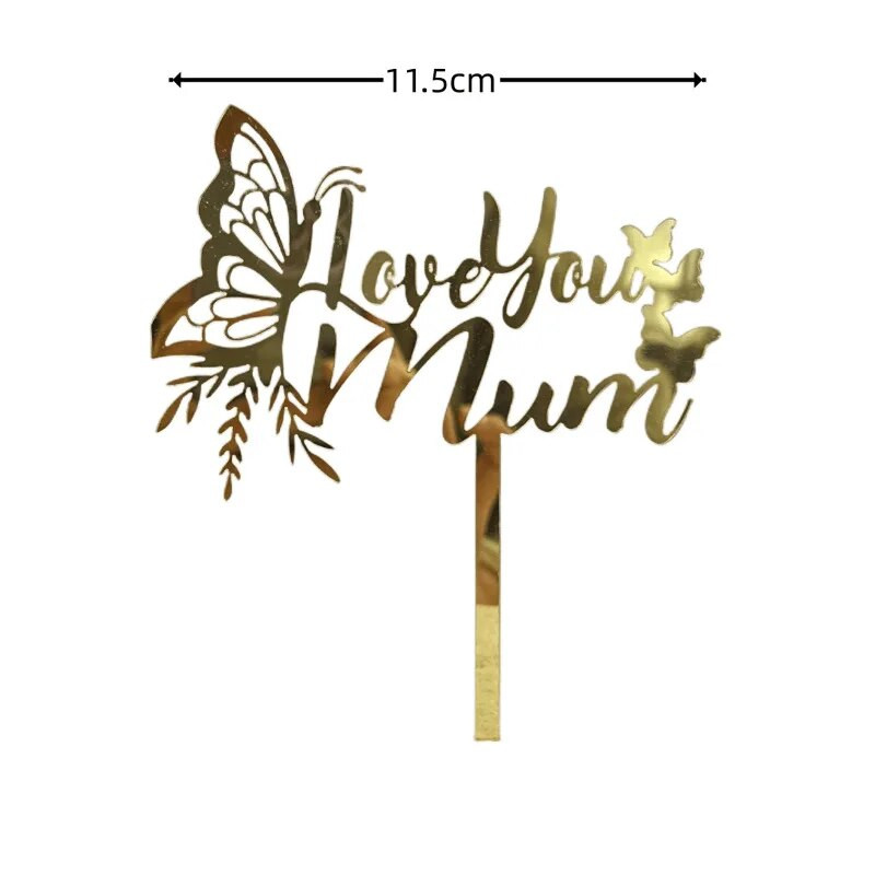 Original Gold Love Preljevi za tortu za sretan Majčin dan Leptir Prekrivač za tortu za majčin rođendan za mamu Pokloni za zabavu za Majčin dan