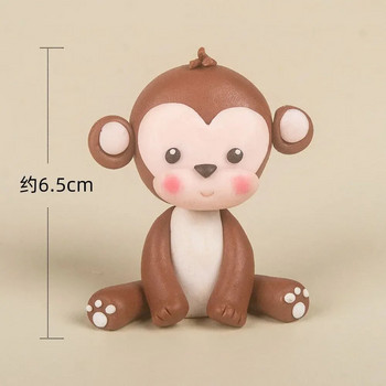 Ζούγκλα Διακοσμήσεις κέικ με ζώα Woodland Animal Lion Monkey Elephant Zebra Giraffe Cake Topper Wild Kids Birthday Party Decor