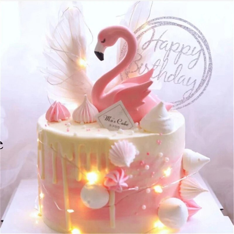  Flamingo torto puošmena Akrilo torto puošmena Gimtadienio vakarėlio apdaila Vestuvių desertas Motinos dienos dovana Havajų vakarėlio dekoras