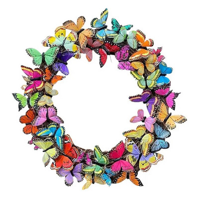 Simulation Butterfly Real Vine Wreath Spring Hanging Pendants Room Wedding Party Flower Decor