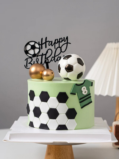Koogikaunistustarvikud Akrüüljalgpall Palju õnne sünnipäevaks Koogikaunistustarvikud jalgpallifännidele Sünnipäevakoogi magustoidukaunistus