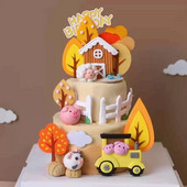 Cartoon Farm Animal Cow Cake Toppers Tractor Στολίδι κοτόπουλου για άλογα προβάτων για αγόρι κορίτσι 1ο γενέθλια Baby Shower Party Decor