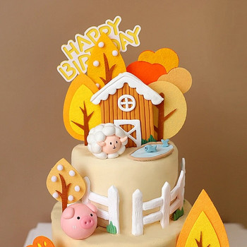 Cartoon Farm Animal Cow Cake Toppers Tractor Στολίδι κοτόπουλου για άλογα προβάτων για αγόρι κορίτσι 1ο γενέθλια Baby Shower Party Decor