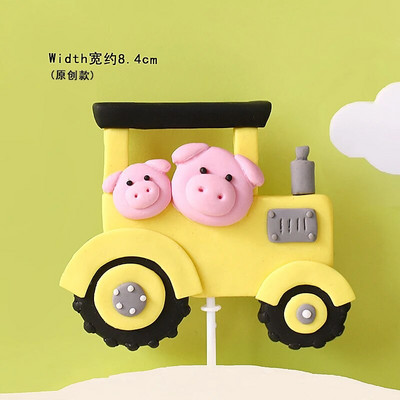 Cartoon Farm Animal Cow Cake Toppers Tractor Στολίδι κοτόπουλου για άλογα προβάτων για αγόρι κορίτσι 1ο γενέθλια Baby Shower Party Decor