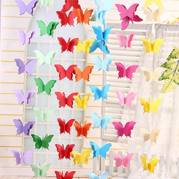 2m 3D χάρτινο banner πεταλούδα Πανό γιρλάντα για πάρτι γενεθλίων Baby shower Gradual Colorful Curtain Wedding Girl Decoration