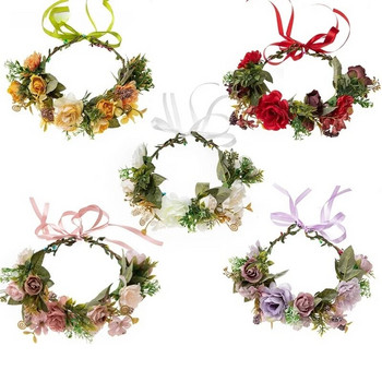 Λουλούδι Headband Τριαντάφυλλα Γιρλάντα Hair Band Crown Boho ύφασμα στεφάνι φωτογραφικά στηρίγματα Φεστιβάλ Γάμος Αξεσουάρ μαλλιών