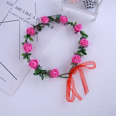 Ziedu galvas saite Galvas rozes Garland Hair Band Crown Boho auduma vainags Foto rekvizīti Festivāls Kāzu matu aksesuāri