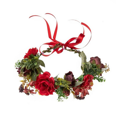 Ziedu galvas saite Galvas rozes Garland Hair Band Crown Boho auduma vainags Foto rekvizīti Festivāls Kāzu matu aksesuāri