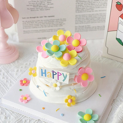 12 τμχ Έγχρωμο 3D Daisy Birthday Party Cake Topper Παιδικό κοριτσάκι Μπομπονιέρες Πριγκίπισσας Διακοσμητικό επιδόρπιο για τούρτα γενεθλίων