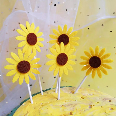 12 бр. Цветна 3D маргаритка Торта за торта за парти за рожден ден Деца Бебе момиче Принцеса Сувенири Цвете Декорация на торта за рожден ден Десерт Декор