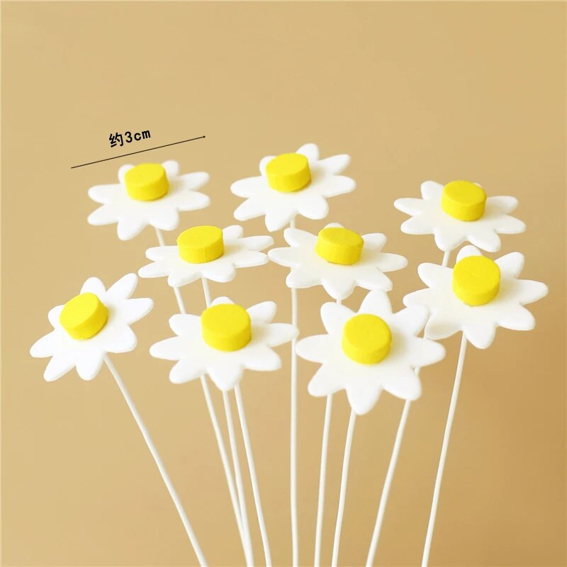 12 бр. Цветна 3D маргаритка Торта за торта за парти за рожден ден Деца Бебе момиче Принцеса Сувенири Цвете Декорация на торта за рожден ден Десерт Декор