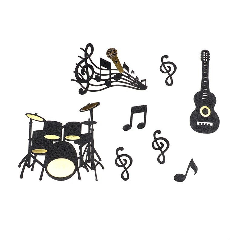 1Muzikinių natų rinkinys Su gimtadieniu Animacinių filmų torto viršelis Keksiukas Vėliava Popierinis gitara Kūdikių dušas Gimtadienio torto kepimo vakarėlio dekoravimas