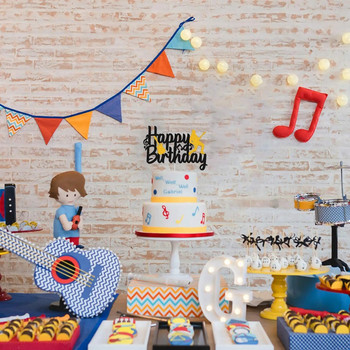 Cake Topper Boy Man Guitar Gold Честит рожден ден Cupcake Toppers Party Dessert Wedding Decoration Baby Shower Консумативи за печене Направи си сам