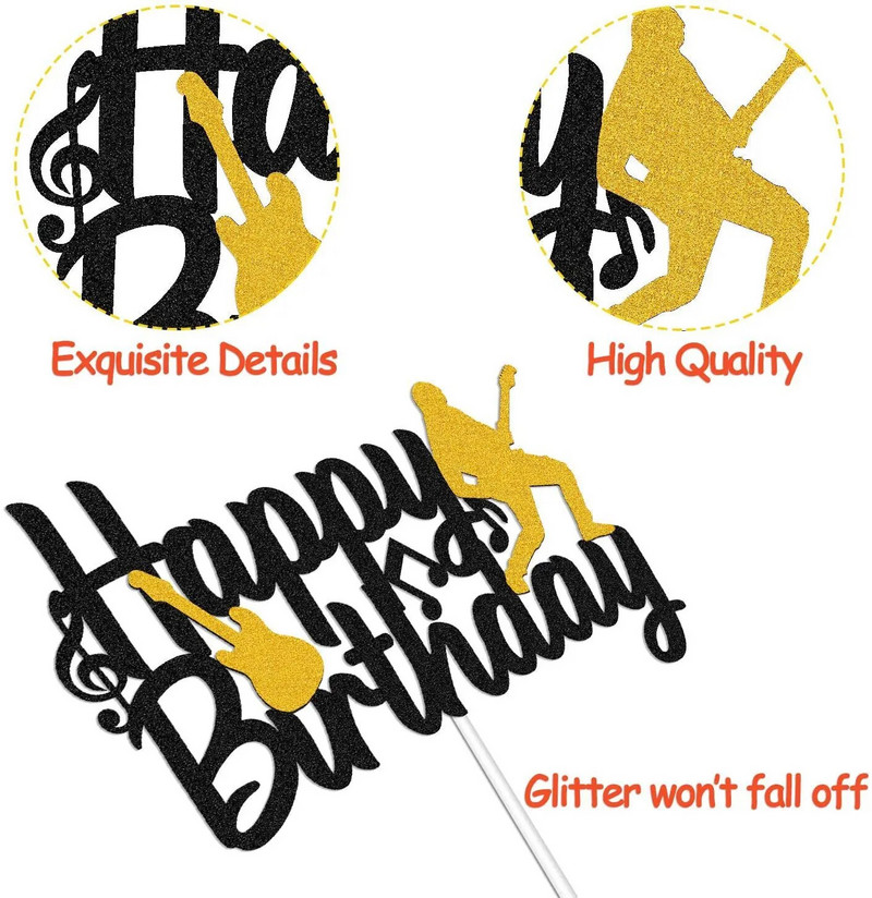 Poklopac za tortu Dječak Čovjek Gitara Zlato Sretan rođendan Poklopci za kolače Party Desert Vjenčanje Dekoracija Baby Shower Pribor za pečenje DIY