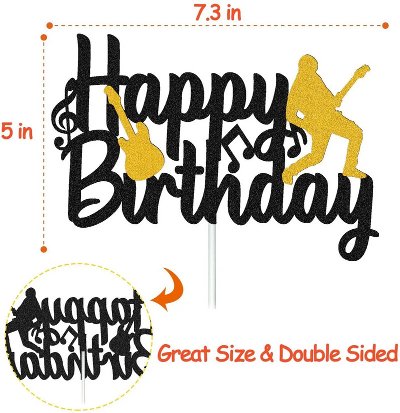 Poklopac za tortu Dječak Čovjek Gitara Zlato Sretan rođendan Poklopci za kolače Party Desert Vjenčanje Dekoracija Baby Shower Pribor za pečenje DIY