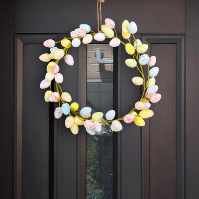 36cm Easter Egg Wreath New Plastic Foam Door Ornaments Simulation Colorful Door Wreath Easter