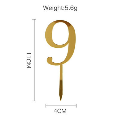 Χρώμα 0-9 Αριθμός Happy Birthday Topper Topper Gold Ακρυλικό Toppers Γαμήλιας Τούρτας για Παιδιά Προμήθειες για τούρτα γενεθλίων Baby shower