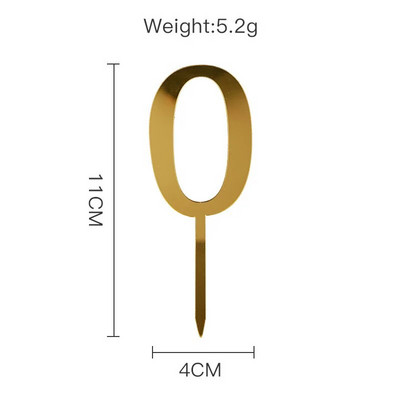 Χρώμα 0-9 Αριθμός Happy Birthday Topper Topper Gold Ακρυλικό Toppers Γαμήλιας Τούρτας για Παιδιά Προμήθειες για τούρτα γενεθλίων Baby shower