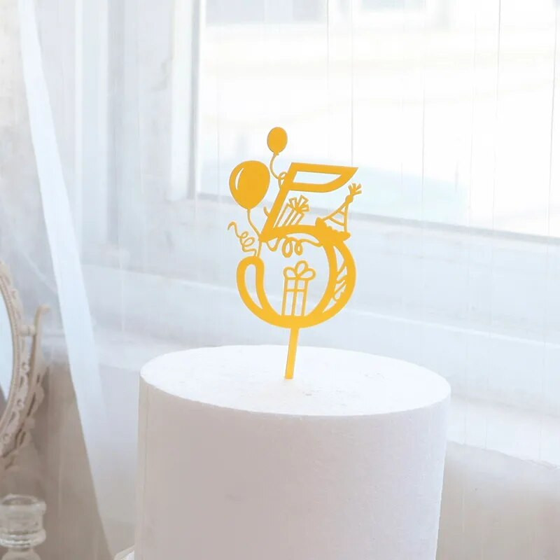 Farebné 0-9 čísla všetko najlepšie k narodeninám, zlaté akrylové ozdoby na svadobné torty pre deti, narodeninovú párty, torty, potreby na bábätko