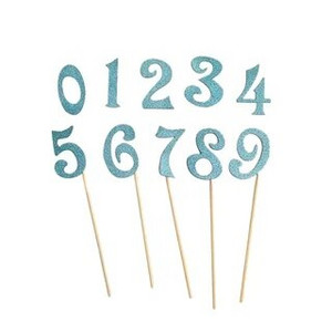 10 bucăți/set 0-9 numere aurii, argintii, cu sclipici, kit de decorare pentru steag pentru tort, pentru nunta, copii, pentru ziua de naștere, pentru decorare pentru petrecere.