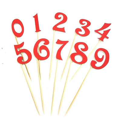 10 bucăți/set 0-9 numere aurii, argintii, cu sclipici, kit de decorare pentru steag pentru tort, pentru nunta, copii, pentru ziua de naștere, pentru decorare pentru petrecere.