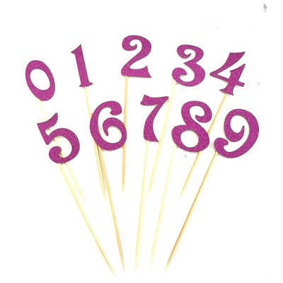 10 bucăți/set 0-9 numere aurii, argintii, cu sclipici, kit de decorare pentru steag pentru tort, pentru nunta, copii, pentru ziua de naștere, pentru decorare pentru petrecere.