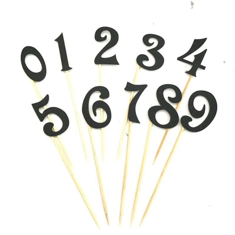 10 bucăți/set 0-9 numere aurii, argintii, cu sclipici, kit de decorare pentru steag pentru tort, pentru nunta, copii, pentru ziua de naștere, pentru decorare pentru petrecere.