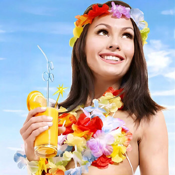 10 τμχ Χαβάη Διακόσμηση πόρτας με στεφάνι για καλοκαιρινό πάρτι Κολιέ γιρλάντα τεχνητού λουλουδιού για προμήθειες για πάρτι γενεθλίων γάμου στην παραλία
