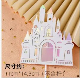 Daugiasluoksnis stereoskopinis animacinių filmų pasakų pilies torto dekoravimas rožinis mėlynas auksinis torto papuošalas Linksmo gimtadienio vakarėlio dekoras vaikams