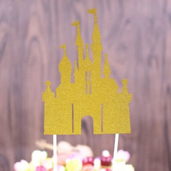 Многопластова стереоскопична анимационна приказка Замък Декорация на торта Розово синьо злато Торта за торта Честит рожден ден Декорация на парти Деца