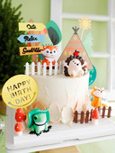 Ζώα Σκαντζόχοιρος αλεπού βάτραχος στυλό Tree Cake Topper για διακόσμηση πάρτι γενεθλίων Είδη ψησίματος Διακόσμηση επιδόρπιο για ντους μωρών