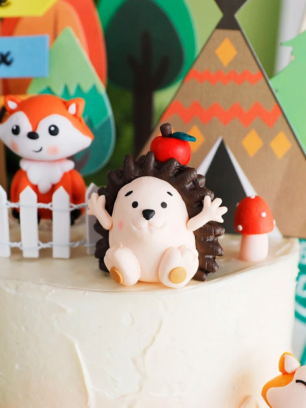 Gyvūnai Ežiukas lapės varlės aptvaras Medžio pyrago apmušalas gimtadienio dekoravimui Kepimo reikmenys Kūdikių dušas Deserto dekoravimas