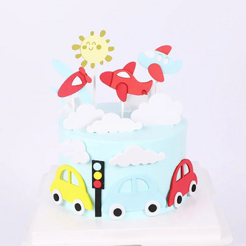 Декорация на торта Конструкция Тема Парти за рожден ден Кола Самолет Честит рожден ден Торта за торта Baby Shower Торта за рожден ден на момче
