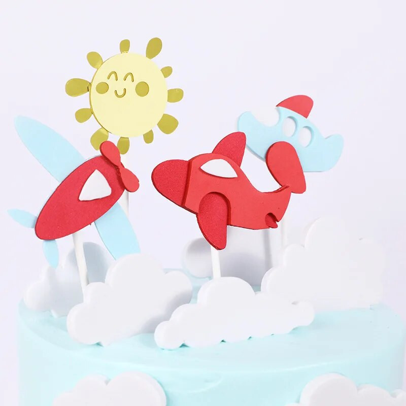 Torto dekoravimas Konstravimo tema Gimtadienio vakarėlio automobilio lėktuvas Happy Birthday Cake Topper Baby Shower Berniuko gimtadienio vakarėlis