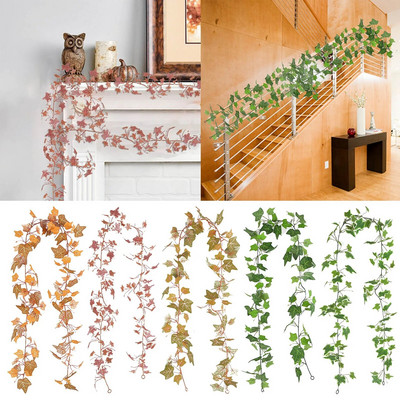 Sweet Potato Leaf Rattan Simulation Green Tailing Vines Decoration Day of Thanksgiving Christmas Rattan and Garlands for Windows