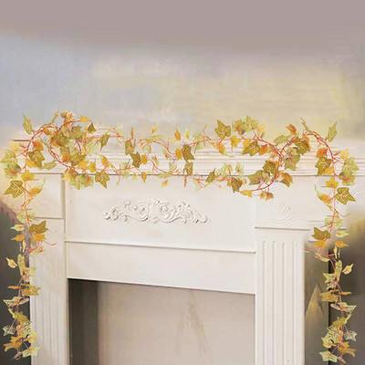 Simulacija ratana od lišća slatkog krumpira Zeleni strop Vinova loza Dekoracija za Dan zahvalnosti Jesen Božić od ratana i vijenci za prozore