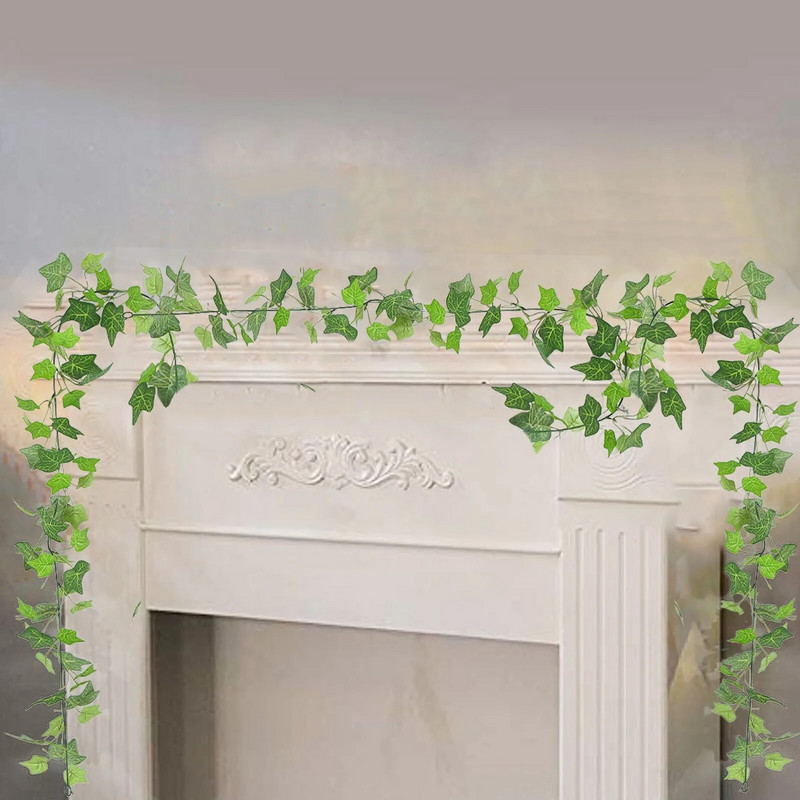 Simulacija ratana od lišća slatkog krumpira Zeleni strop Vinova loza Dekoracija za Dan zahvalnosti Jesen Božić od ratana i vijenci za prozore