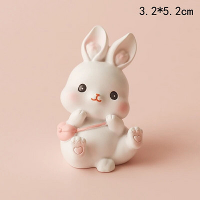 Розово зайче Заек Декорации Смола Любовно сърце Торфи за торта Парти за рожден ден Happy for Kid Baby Shower Консумативи за печене