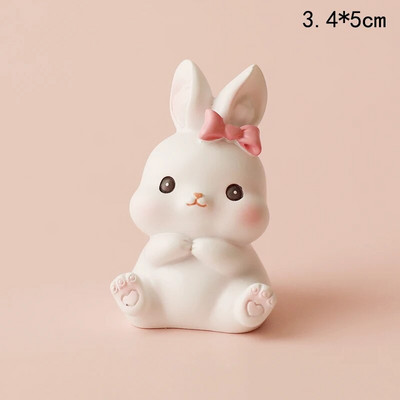 Розово зайче Заек Декорации Смола Любовно сърце Торфи за торта Парти за рожден ден Happy for Kid Baby Shower Консумативи за печене