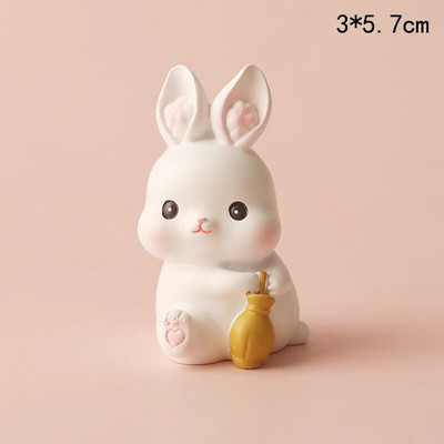 Розово зайче Заек Декорации Смола Любовно сърце Торфи за торта Парти за рожден ден Happy for Kid Baby Shower Консумативи за печене