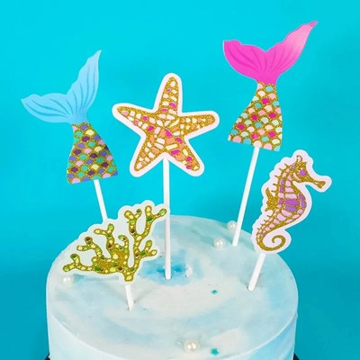 Birthday Party Cupcake Toppers Wrappers Let`s Be Mermaids Baby Shower Προμήθειες για πάρτι γενεθλίων Διακοσμήσεις τούρτας