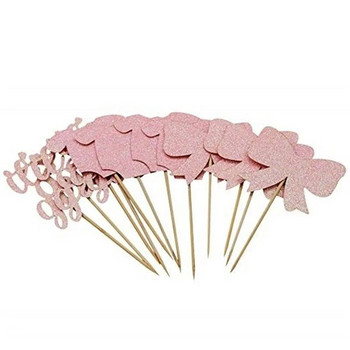 12Pcs Pink Its A Girl Cupcake Toppers for Gender Reveal Baby Shower Cake Decorations Girls 1st Birthday Wedding Party Консумативи