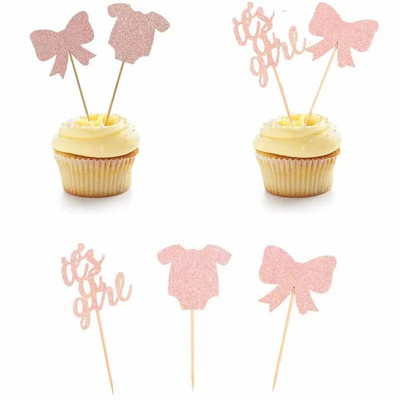 12 tk Pink Its A Girl Cupcake Toppers soo paljastamiseks Baby Shower tordikaunistusteks Tüdrukute 1. sünnipäeva pulmapeo tarvikud