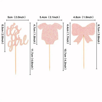 12 tk Pink Its A Girl Cupcake Toppers soo paljastamiseks Baby Shower tordikaunistusteks Tüdrukute 1. sünnipäeva pulmapeo tarvikud