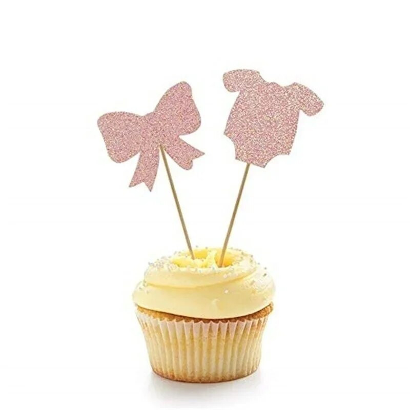 12 bucăți Toppers pentru cupcake, roz Its A Girl, pentru decorațiuni pentru tort pentru baby shower, pentru revelația de gen, pentru fete, 1-a aniversare, pentru petrecerea de nuntă