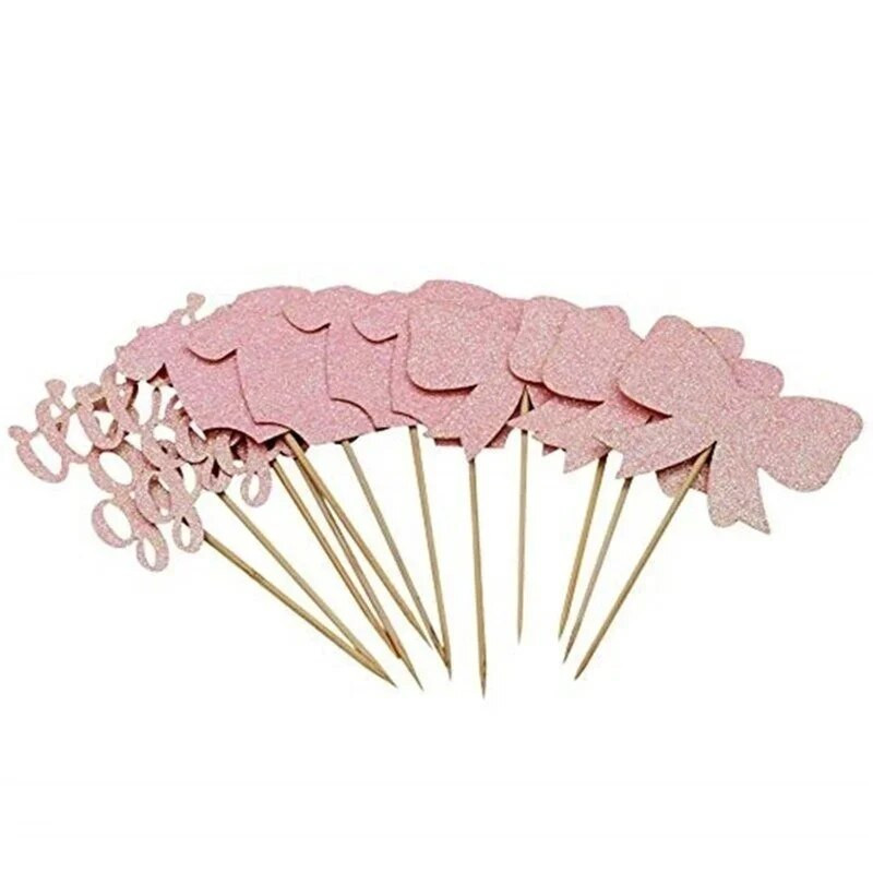 12 bucăți Toppers pentru cupcake, roz Its A Girl, pentru decorațiuni pentru tort pentru baby shower, pentru revelația de gen, pentru fete, 1-a aniversare, pentru petrecerea de nuntă