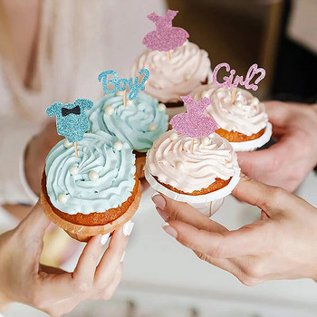 12 τεμ. Επιλογές για επιδόρπιο κέικ για αγόρια ή κορίτσια Προμήθειες διακόσμησης για πάρτι αποκάλυψη φύλου Ροζ μπλε Baby Shower Food Shower Cake