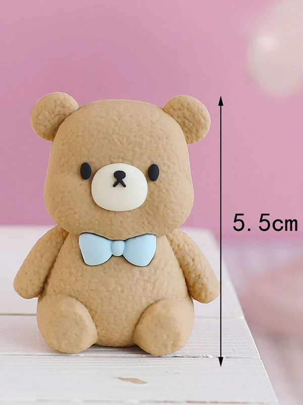 Dekorácia na narodeninovú tortu pre chlapca a dievčatko, gumená roztomilá soška medvedíka, ozdoby na tortu s guľou, dekorácia na tortu pre prvé narodeniny, detská sprcha